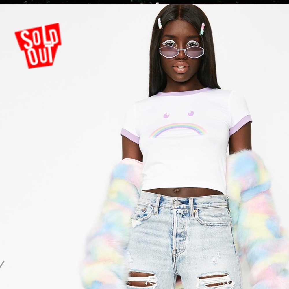 Sugar thrillz sad rainbow face tee